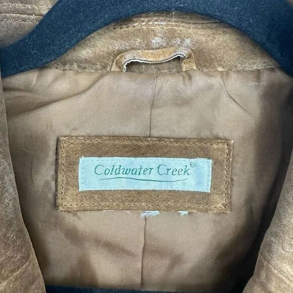 Vintage Womens Suede Brown Blazer Size M Jacket Preppy Boho Semi Fitted Lined