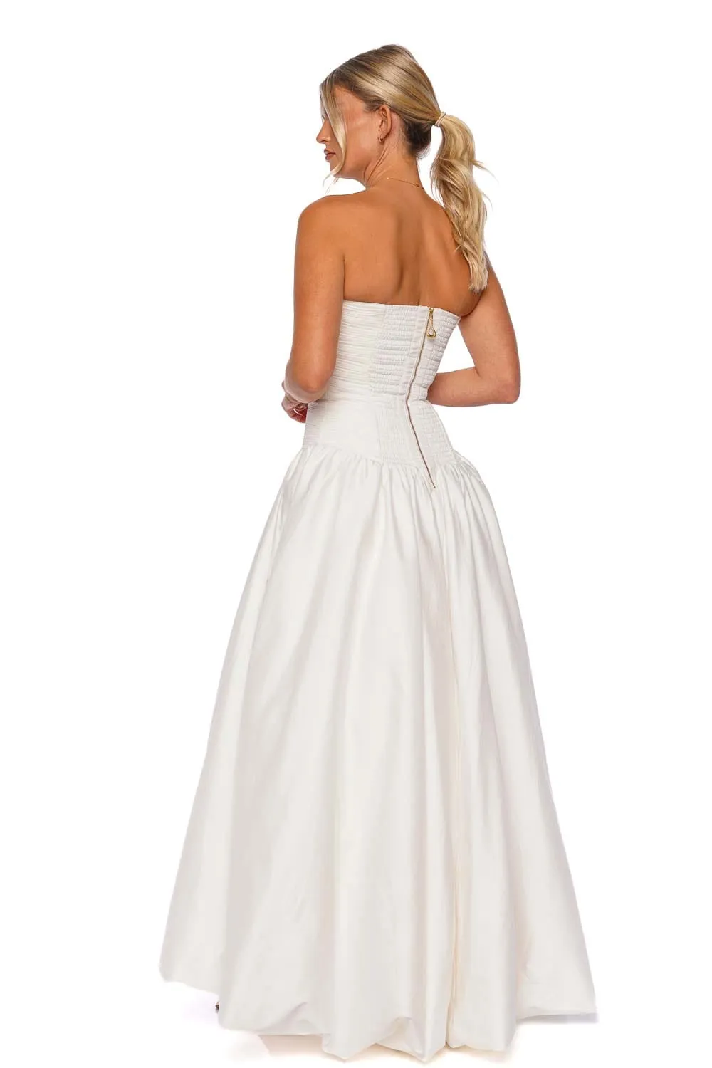 Violette Ivory Bubble Hem Maxi Dress