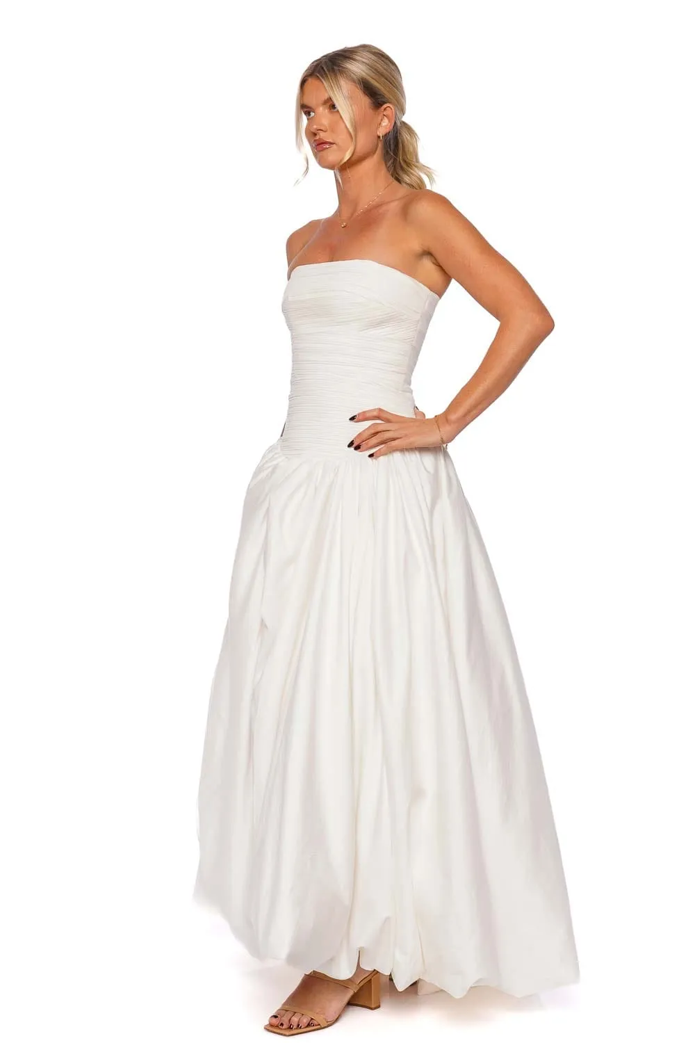 Violette Ivory Bubble Hem Maxi Dress