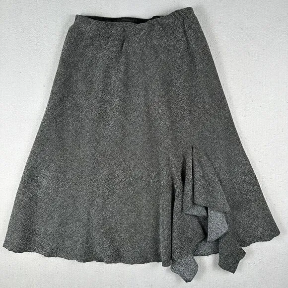 Vivian Shyu Asymmetrical Skirt Women’s Small Black Gray Ruffle Lagenlook Midi