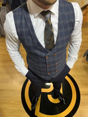 Waistcoat - 0011 Navy/Brown