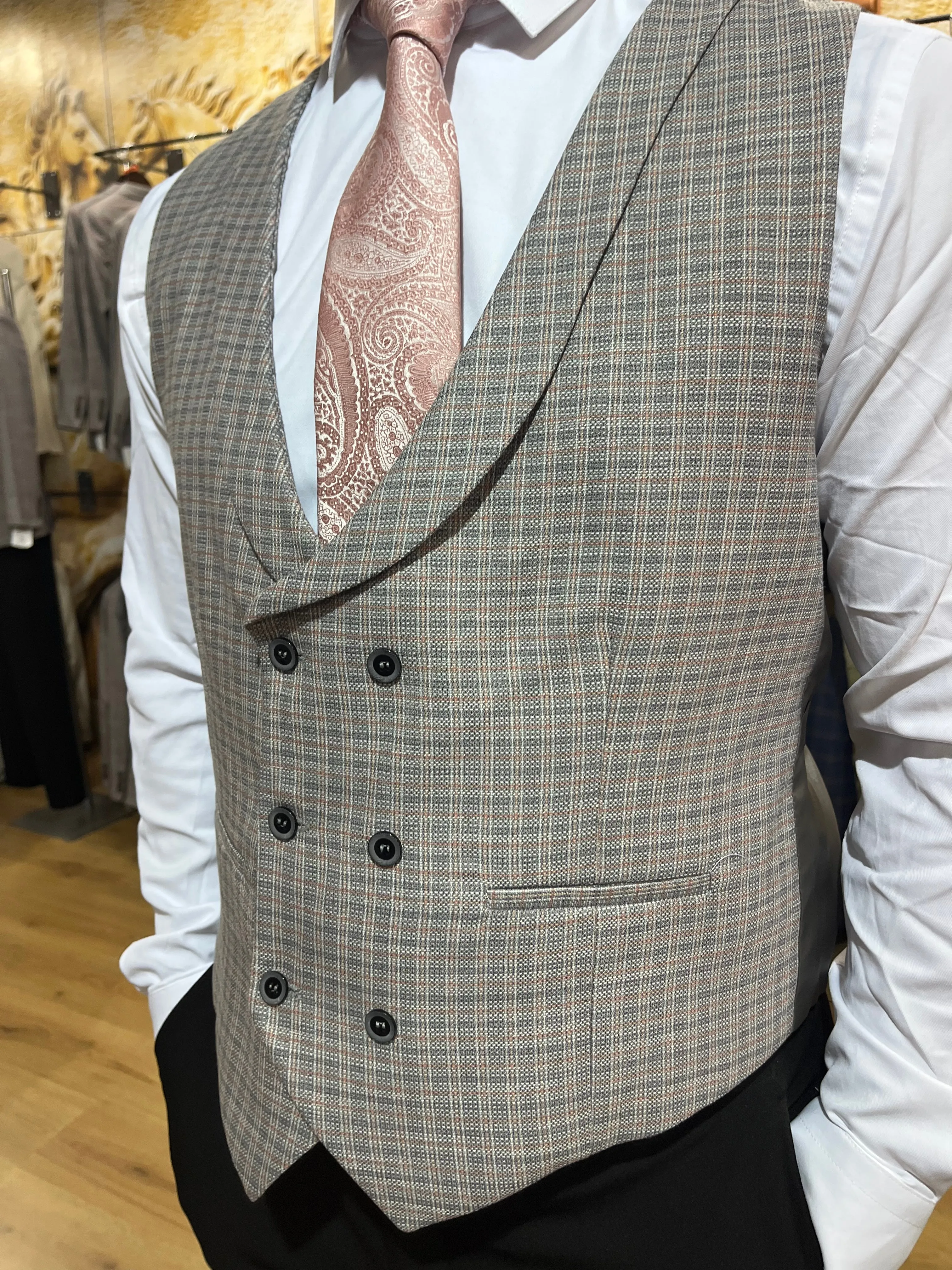 Waistcoat - 0014 Grey/Pink