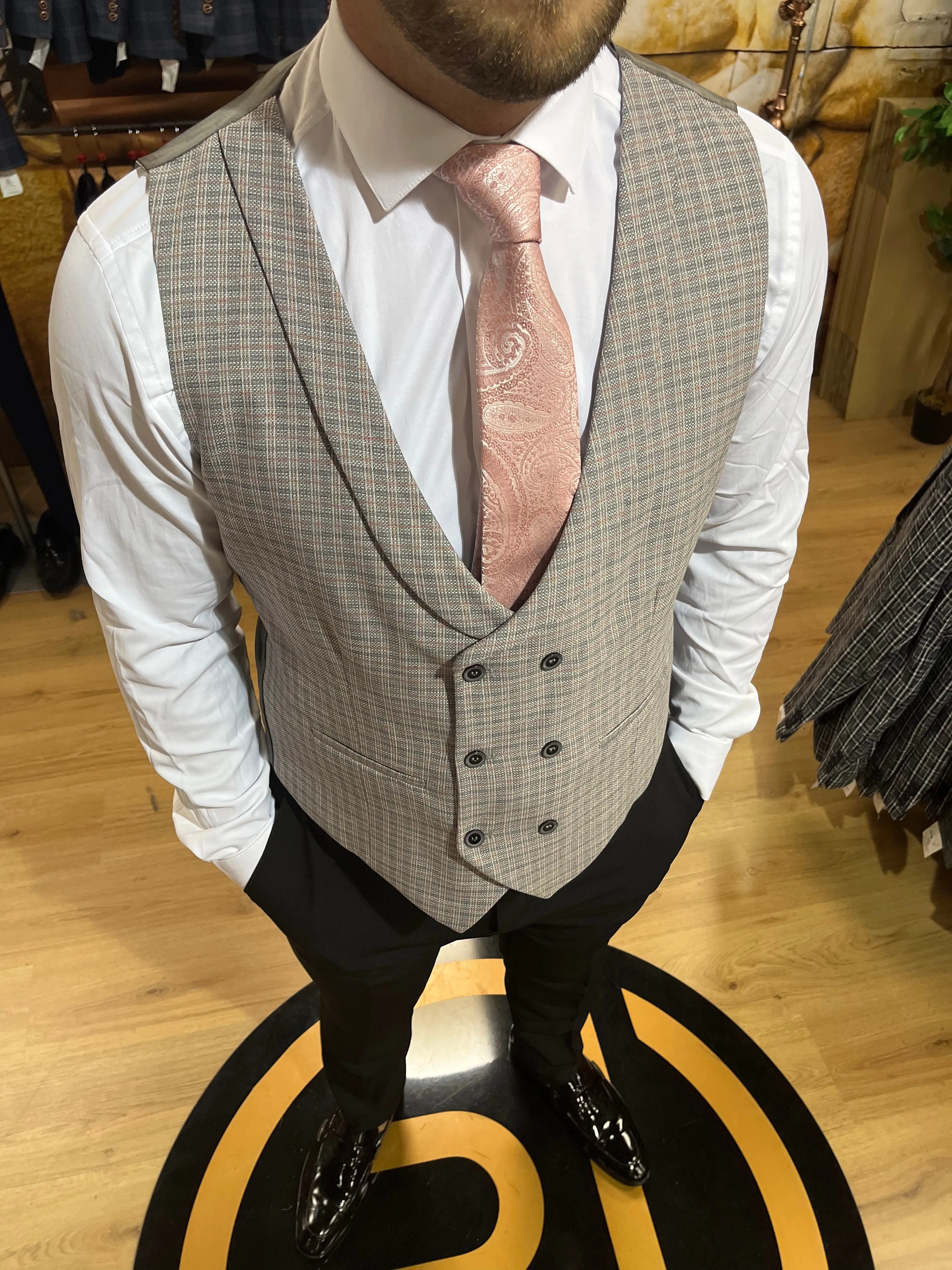 Waistcoat - 0014 Grey/Pink