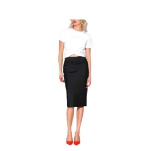 Walter Baker Daya Satin Midi Skirt Black Size 10 NWT Minimalist Holiday Formal