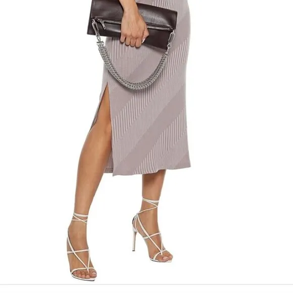 Walter Baker Skirt Annika Mauve Ribbed Knit Midi Skirt Medium