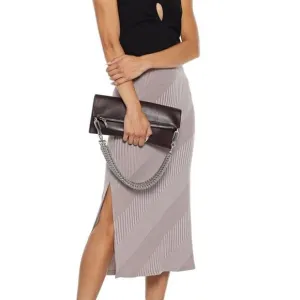 Walter Baker Skirt Annika Mauve Ribbed Knit Midi Skirt Medium