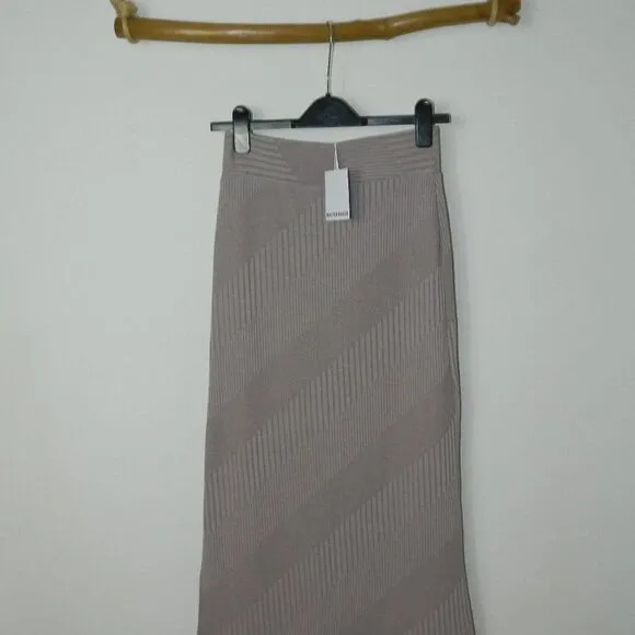 Walter Baker Skirt Annika Mauve Ribbed Knit Midi Skirt Medium