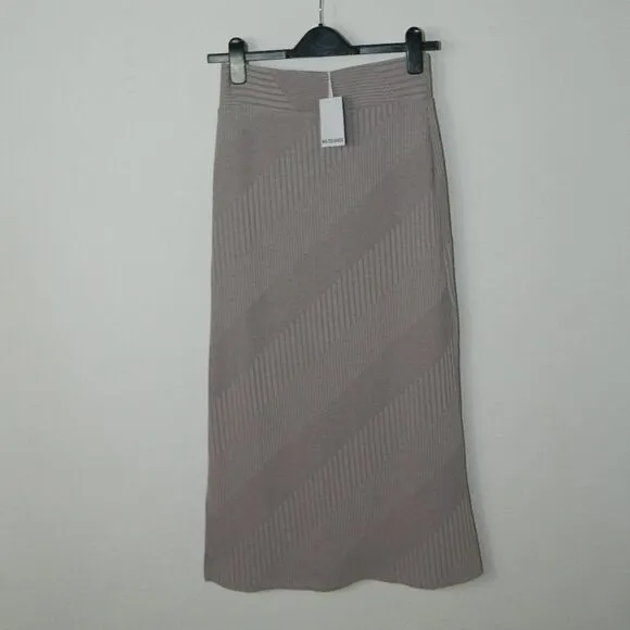 Walter Baker Skirt Annika Mauve Ribbed Knit Midi Skirt Medium