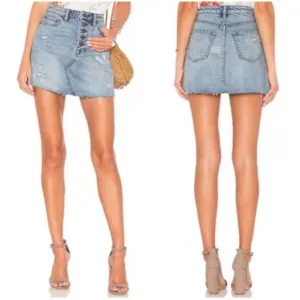 We The Free Distressed Denim Micro Mini Skirt sz 25 (A-1)