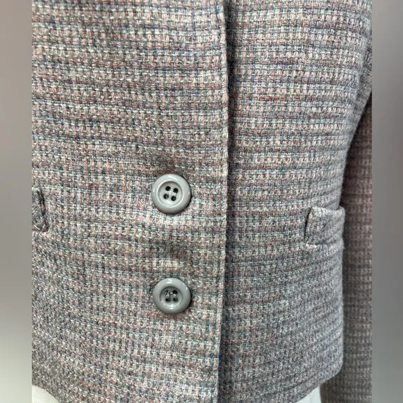West Coast Connection Vintage Wool Blend Tweed Two Button Blazer Pockets 6