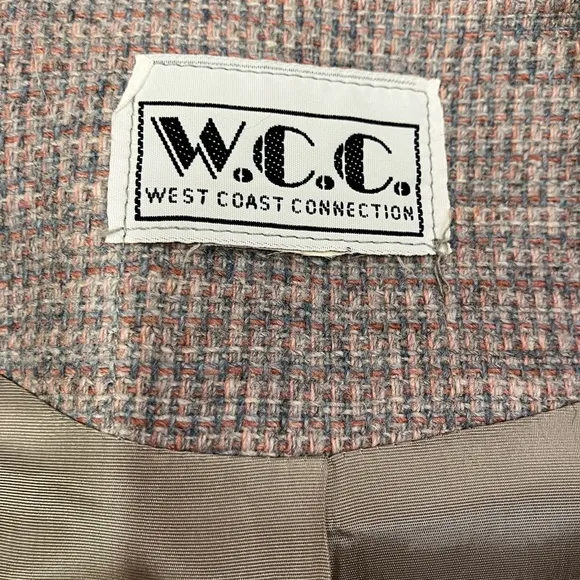 West Coast Connection Vintage Wool Blend Tweed Two Button Blazer Pockets 6