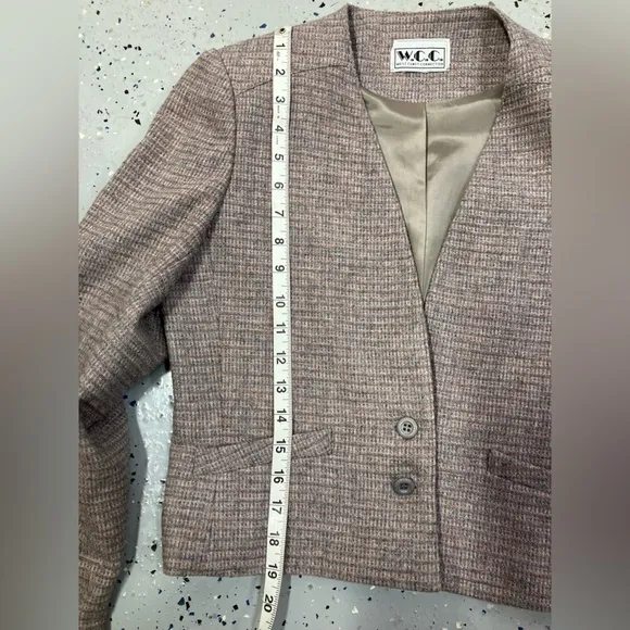 West Coast Connection Vintage Wool Blend Tweed Two Button Blazer Pockets 6