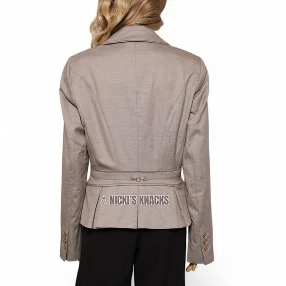 White House Black Market Neutral Taupe Tan Emilya Blazer Jacket Size 12