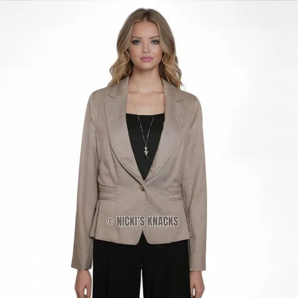 White House Black Market Neutral Taupe Tan Emilya Blazer Jacket Size 12