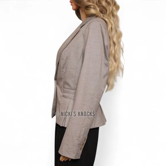 White House Black Market Neutral Taupe Tan Emilya Blazer Jacket Size 12