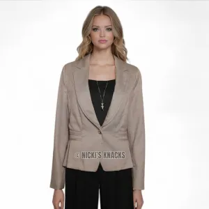 White House Black Market Neutral Taupe Tan Emilya Blazer Jacket Size 12