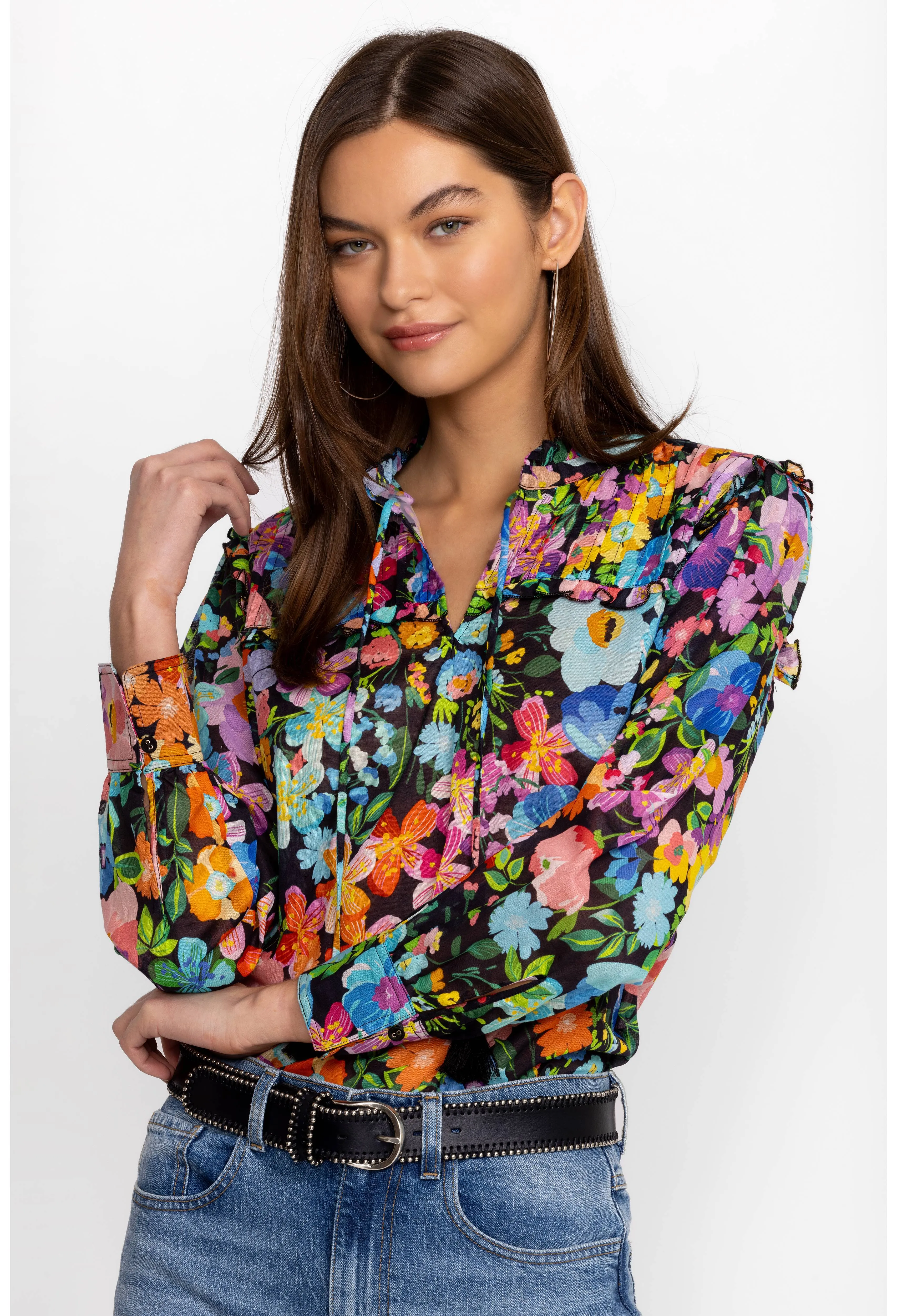 Wild Bloom Ruffle Yolk Blouse