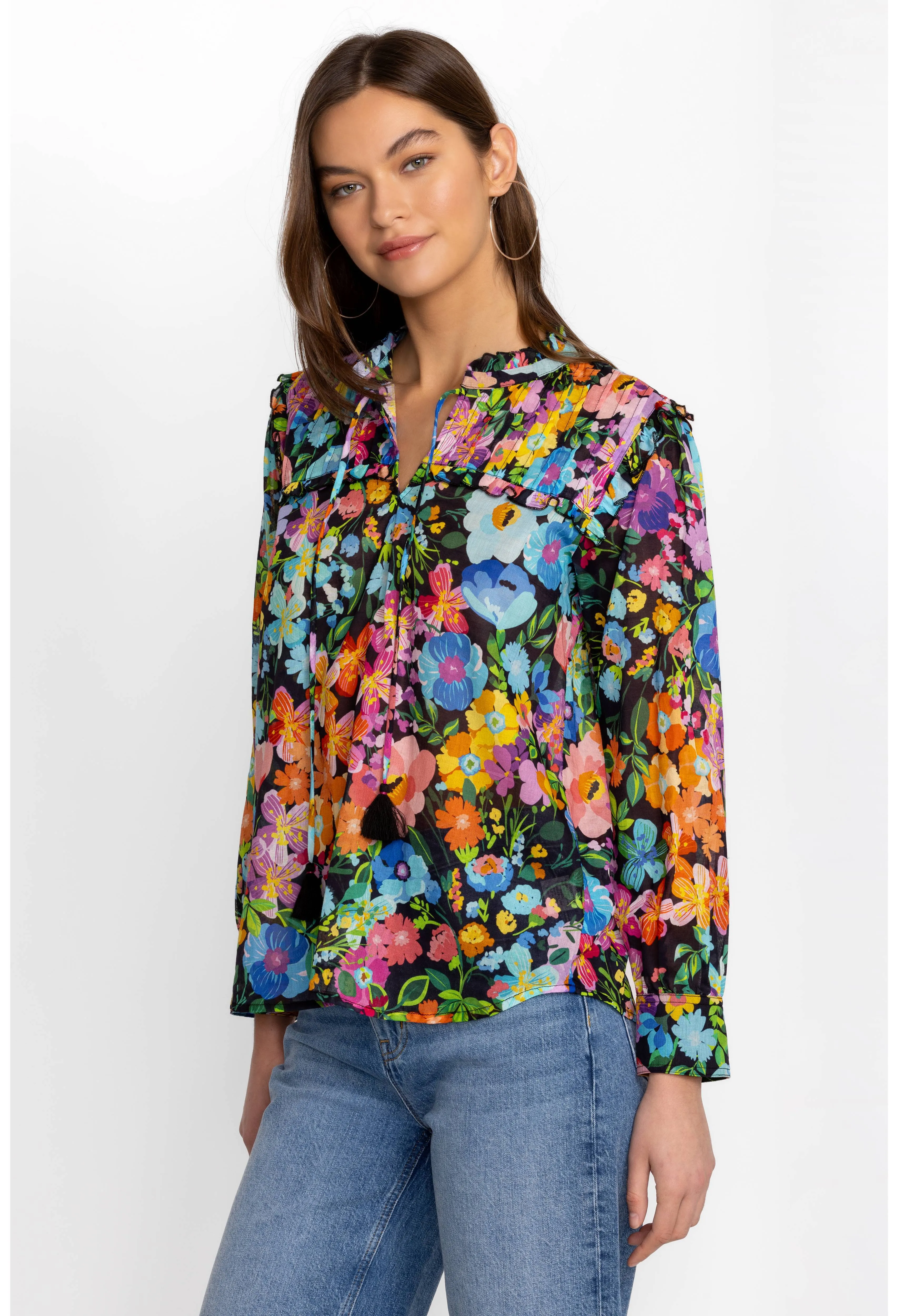 Wild Bloom Ruffle Yolk Blouse