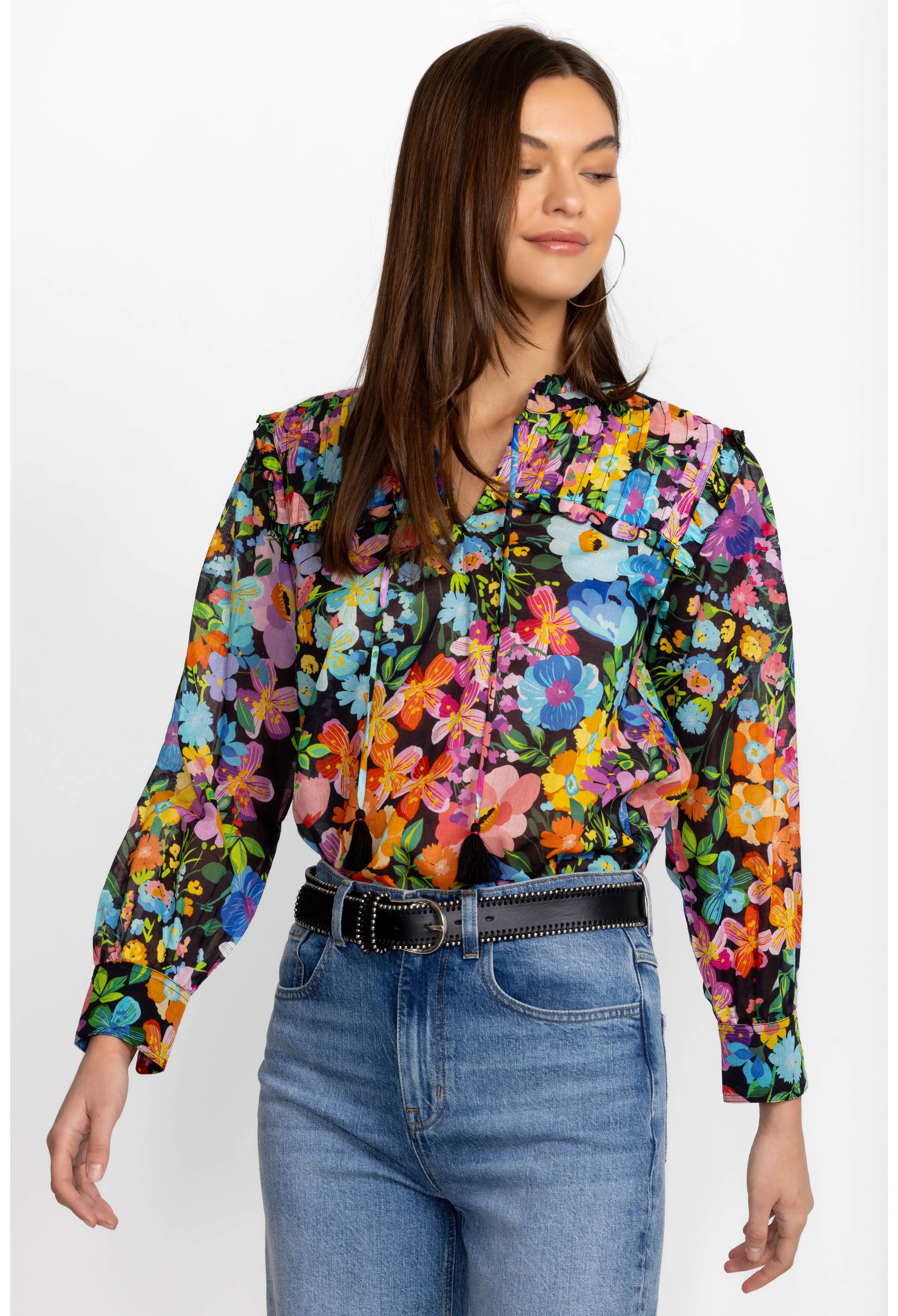 Wild Bloom Ruffle Yolk Blouse