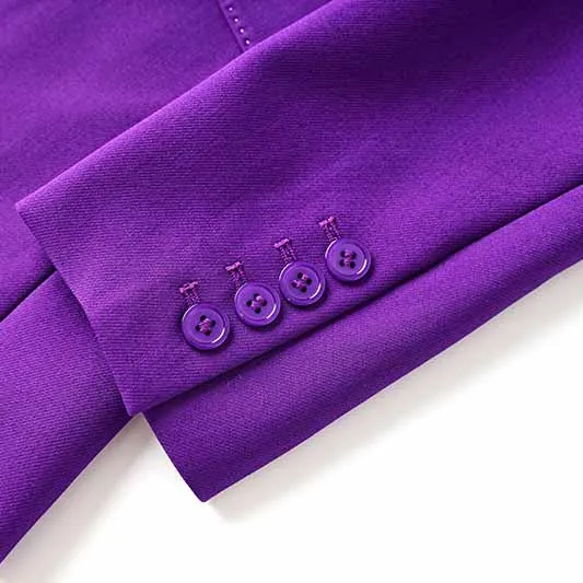 Women Purple Pantsuit Fitted Blazer   Mid-High Rise Trousers Pantsuit Suit Party Wear