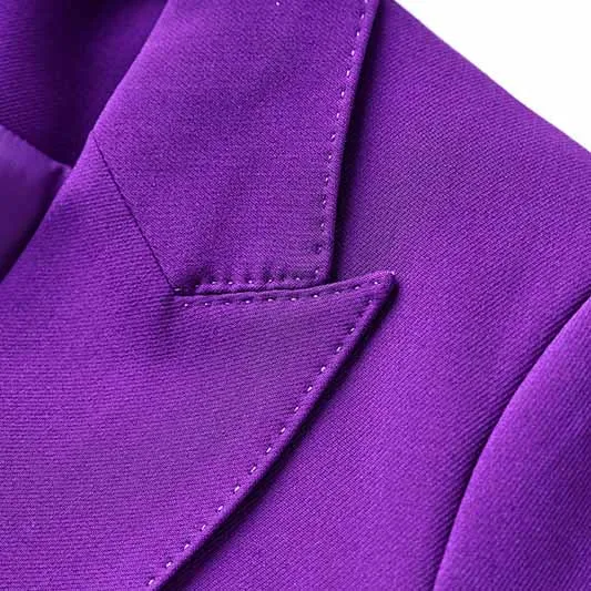 Women Purple Pantsuit Fitted Blazer   Mid-High Rise Trousers Pantsuit Suit Party Wear
