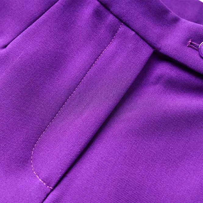 Women Purple Pantsuit Fitted Blazer   Mid-High Rise Trousers Pantsuit Suit Party Wear