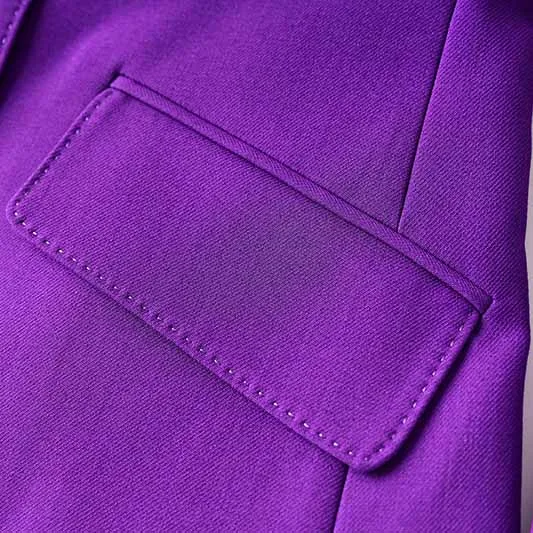 Women Purple Pantsuit Fitted Blazer   Mid-High Rise Trousers Pantsuit Suit Party Wear