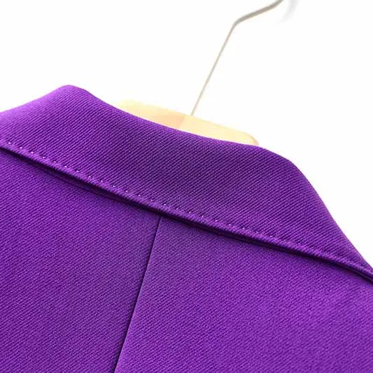 Women Purple Pantsuit Fitted Blazer   Mid-High Rise Trousers Pantsuit Suit Party Wear