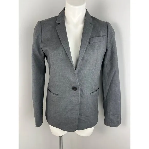 Women’s J.Crew Super 120s Wool Charcoal Gray Blazer Career Size 4