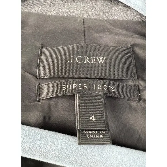 Women’s J.Crew Super 120s Wool Charcoal Gray Blazer Career Size 4