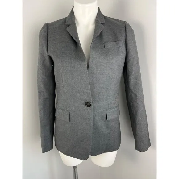Women’s J.Crew Super 120s Wool Charcoal Gray Blazer Career Size 4