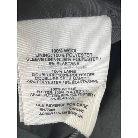 Women’s J.Crew Super 120s Wool Charcoal Gray Blazer Career Size 4