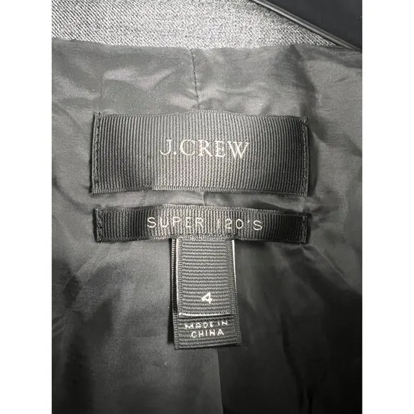 Women’s J.Crew Super 120s Wool Charcoal Gray Blazer Career Size 4