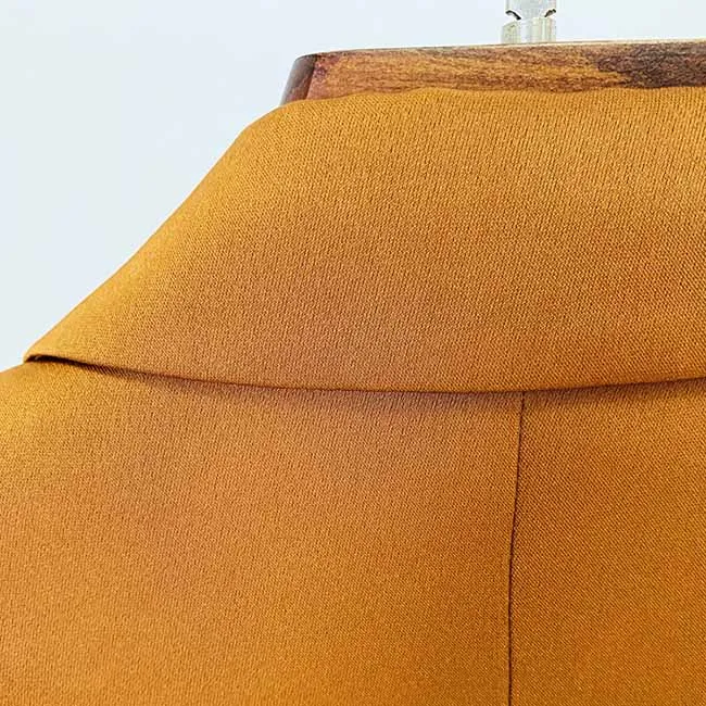 Women's Rust Pantsuit Double Breasted Button Blazer   Wide Trousers