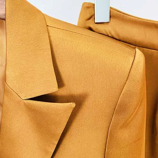Women's Rust Pantsuit Double Breasted Button Blazer   Wide Trousers