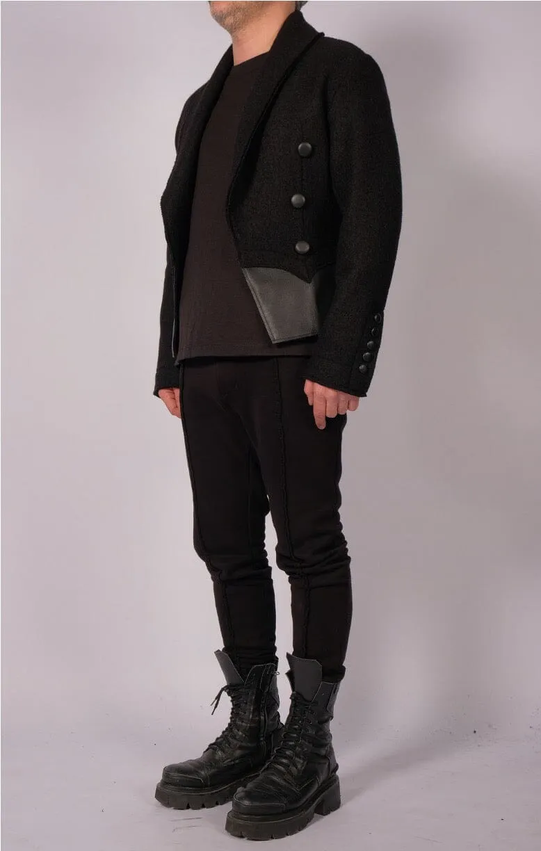Wool Blazer with Leather