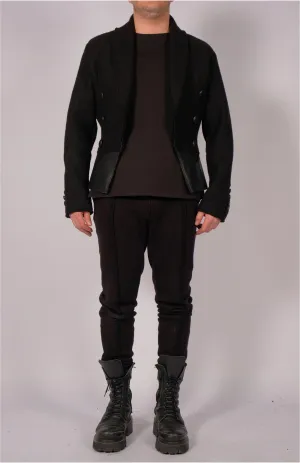 Wool Blazer with Leather