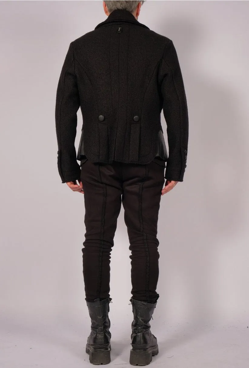 Wool Blazer with Leather
