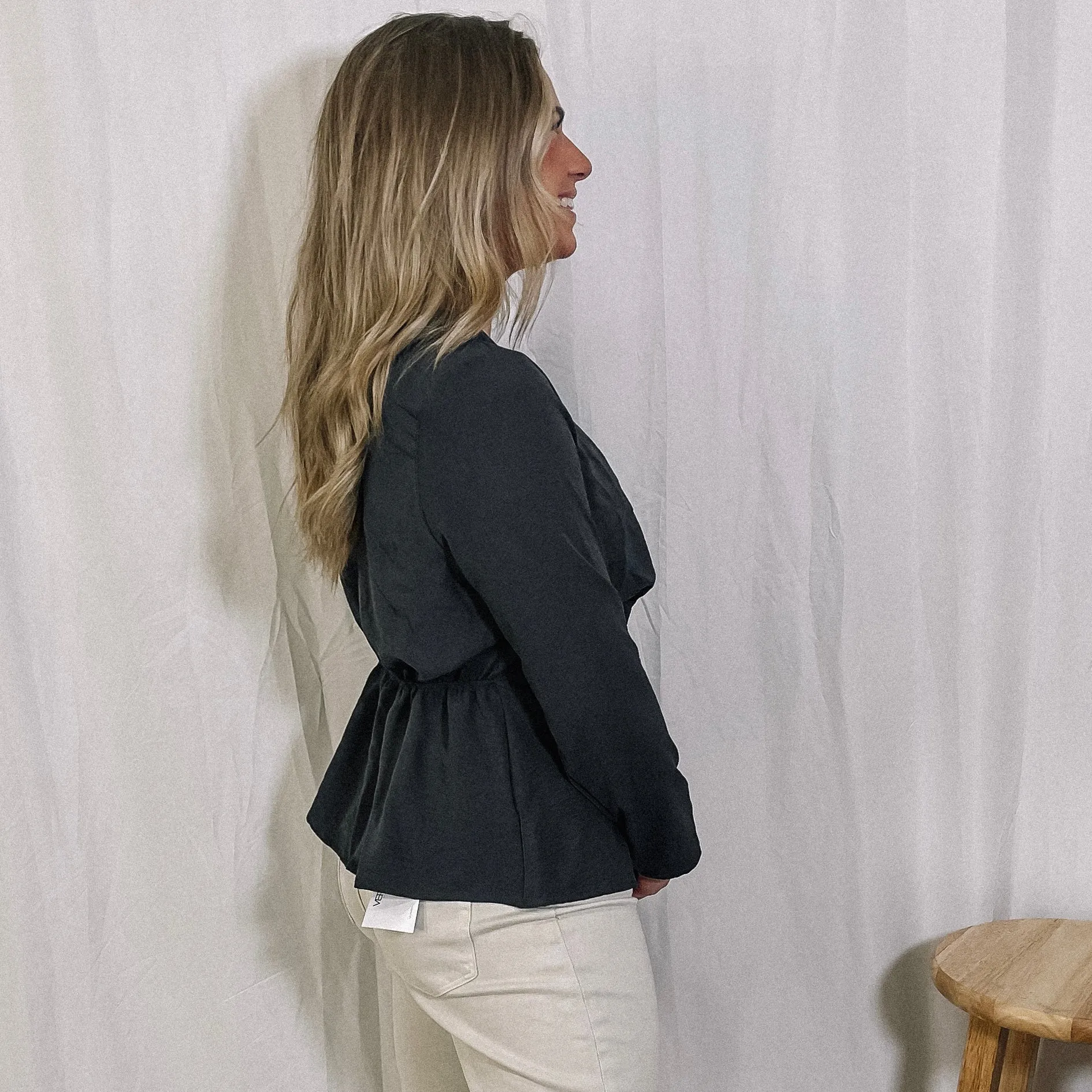 Work To Wine Twist Peplum Top - LAST ONE