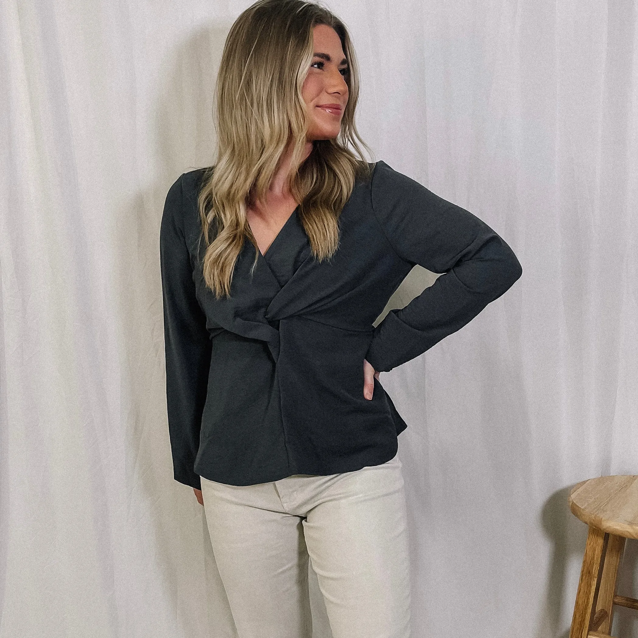 Work To Wine Twist Peplum Top - LAST ONE