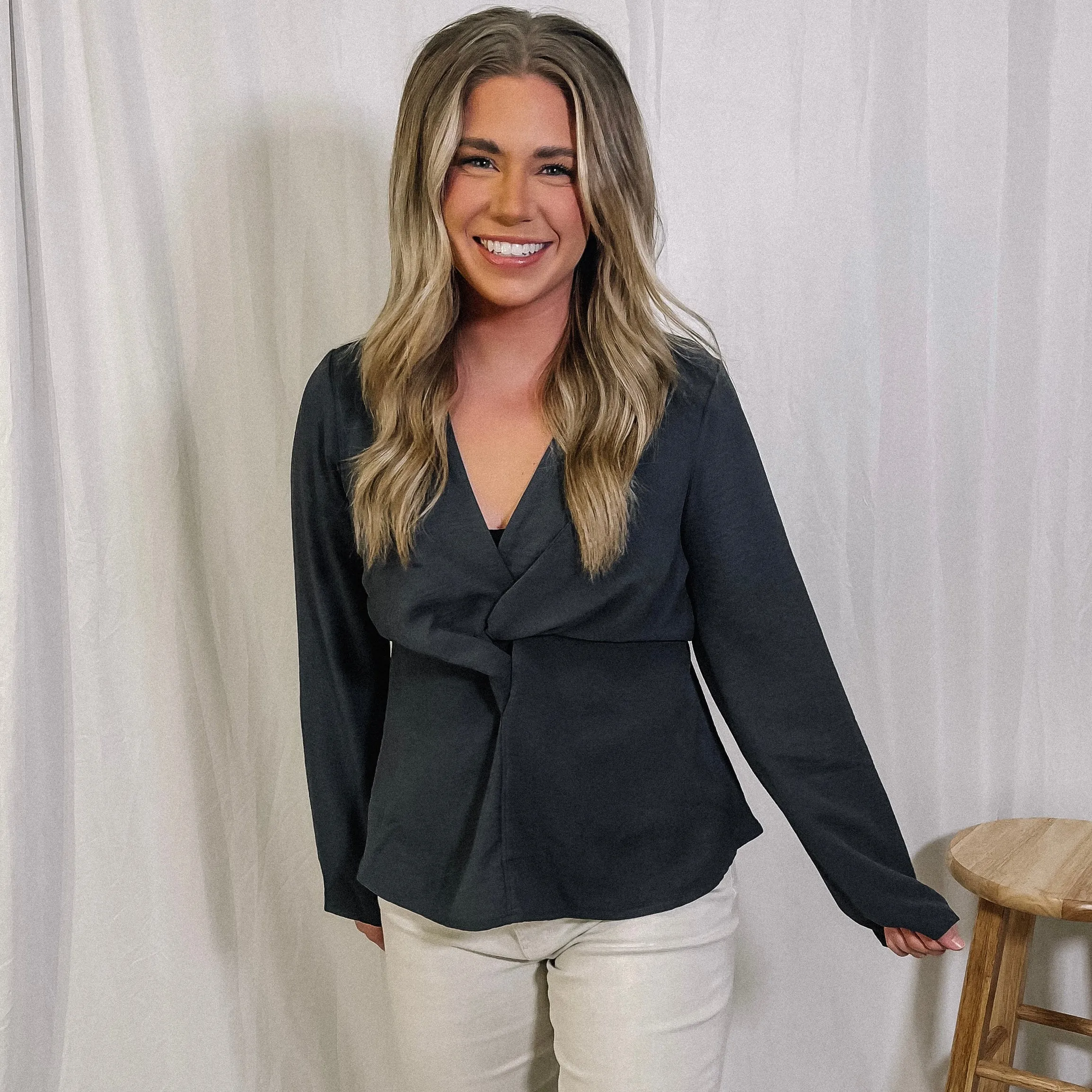 Work To Wine Twist Peplum Top - LAST ONE