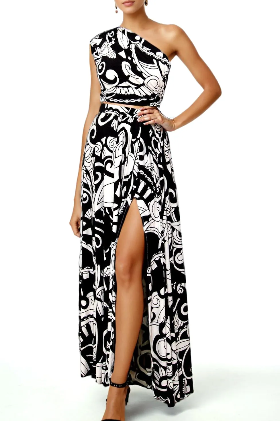 X-SMALL Magpie Maxi Skirt & Asymmetrical Top Set