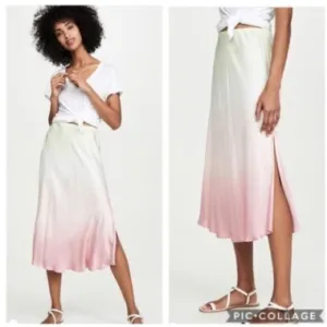 YFB Young Fabulous &amp; Broke Felicity Ombré Satin Midi Skirt Sz S