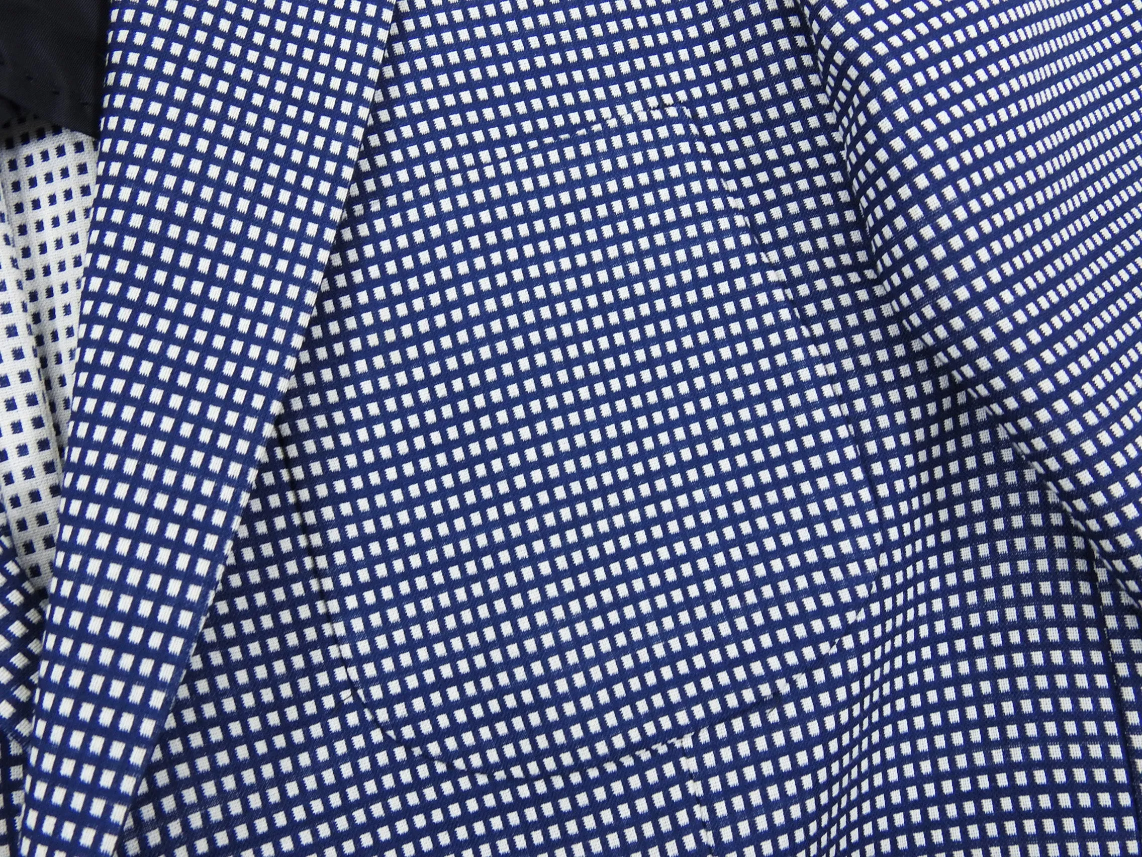 Z Zegna Blue and White Knit Check Wool Blend Blazer - 38