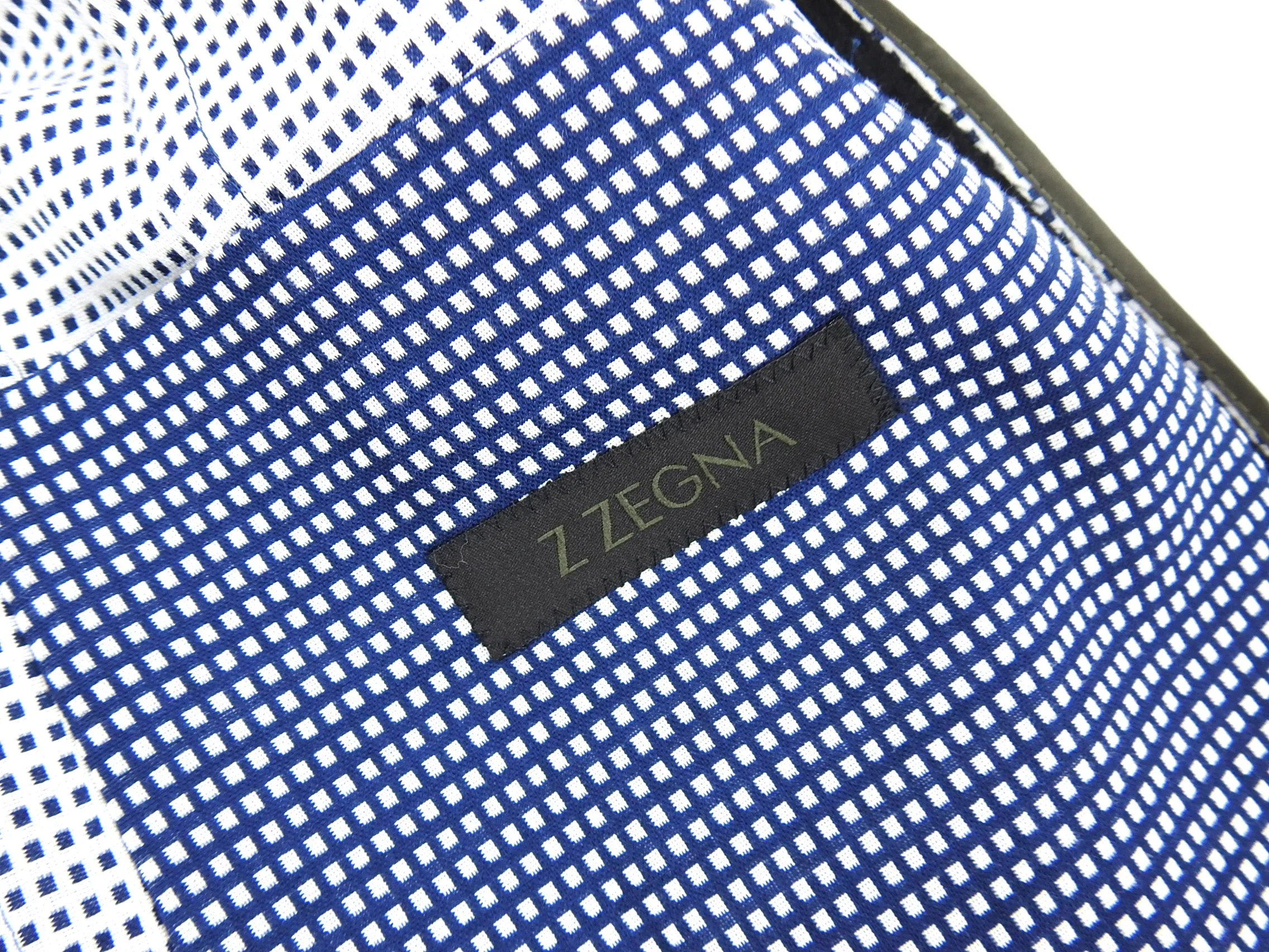 Z Zegna Blue and White Knit Check Wool Blend Blazer - 38
