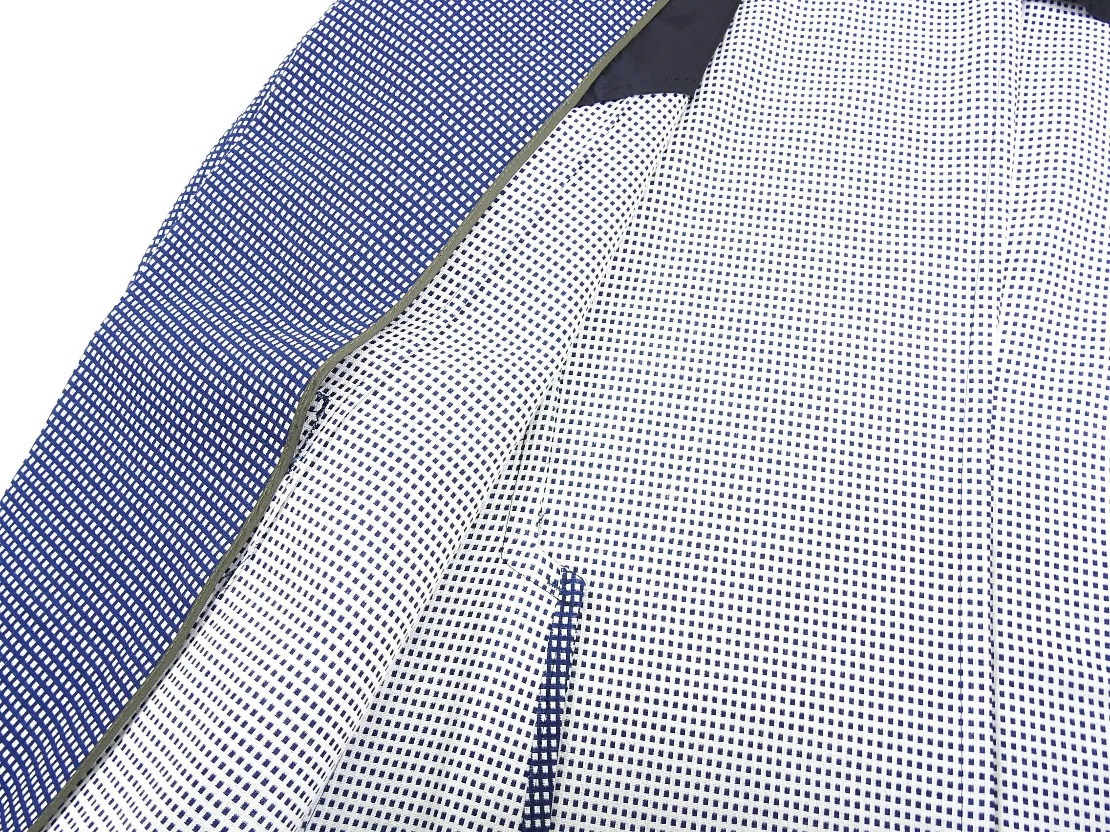 Z Zegna Blue and White Knit Check Wool Blend Blazer - 38