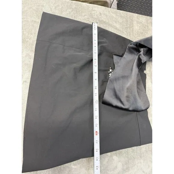 Zara Black Mini Skirt with Rhinestone Buckle &amp; Satin Bow Detail Size L