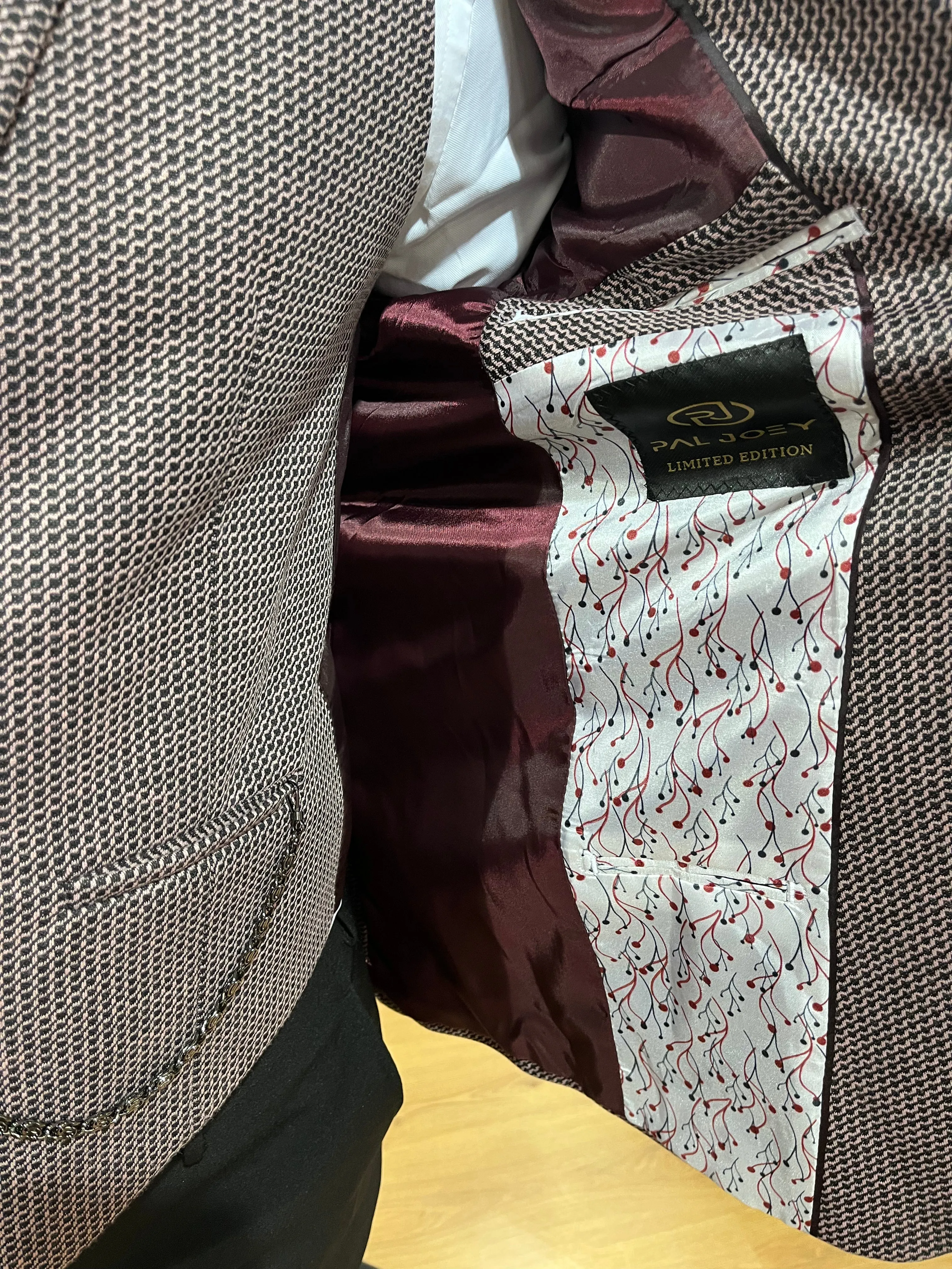 Zidane - Dark Pink/Black 3 Piece Suit