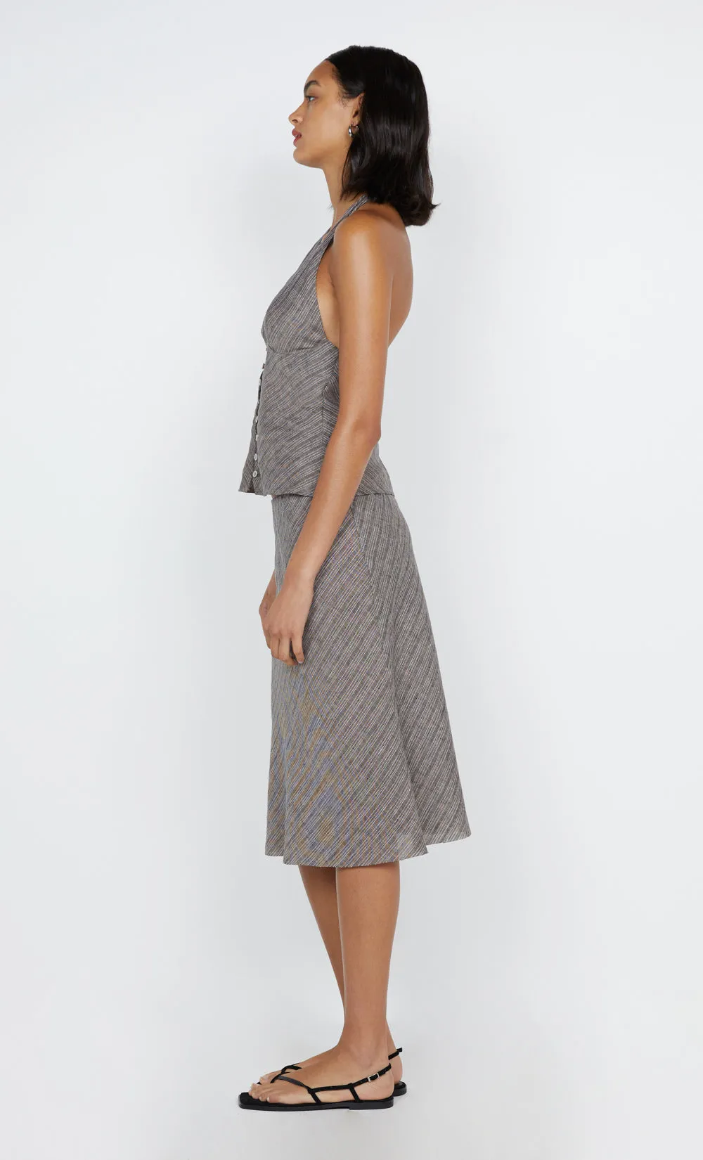 ZURI MIDI SKIRT - TAUPEE/IVORY STRIPE